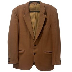 Vintage Cashmere Blazer Mens Size L Tan Felted Wool Blend Italian Sports Coat